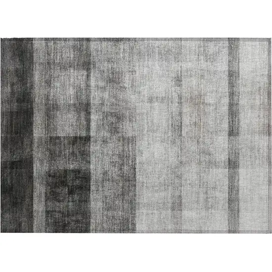 Gray Ombre Washable Non Skid Indoor Outdoor Area Rug Photo 2