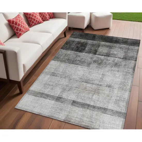 Gray Ombre Washable Non Skid Indoor Outdoor Area Rug Photo 1