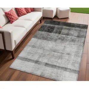 Photo of Gray Ombre Washable Non Skid Indoor Outdoor Area Rug