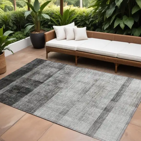 Gray Ombre Washable Non Skid Indoor Outdoor Area Rug Photo 1