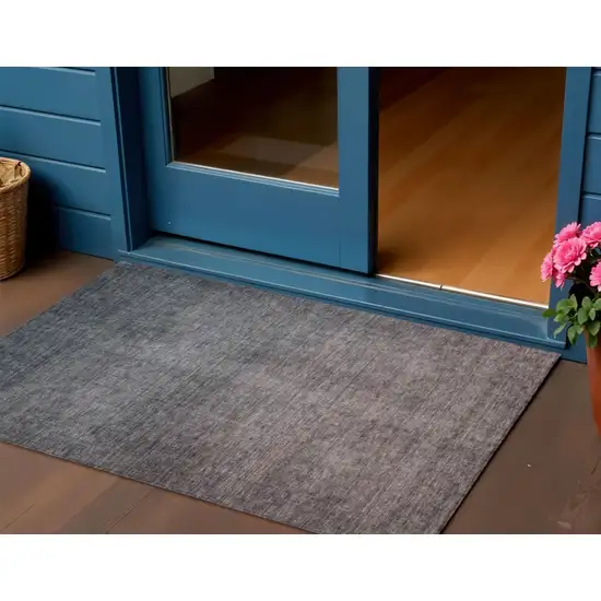 Gray Ombre Washable Non Skid Indoor Outdoor Area Rug Photo 1