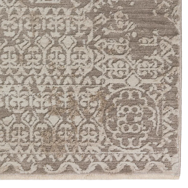 Gray Oriental Area Rug With Fringe Photo 2