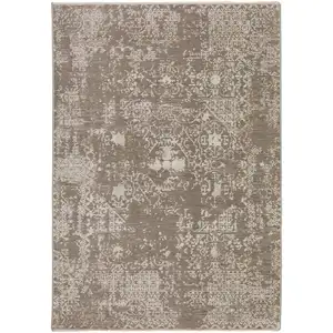 Photo of Gray Oriental Area Rug With Fringe