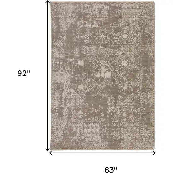 Gray Oriental Area Rug With Fringe Photo 6