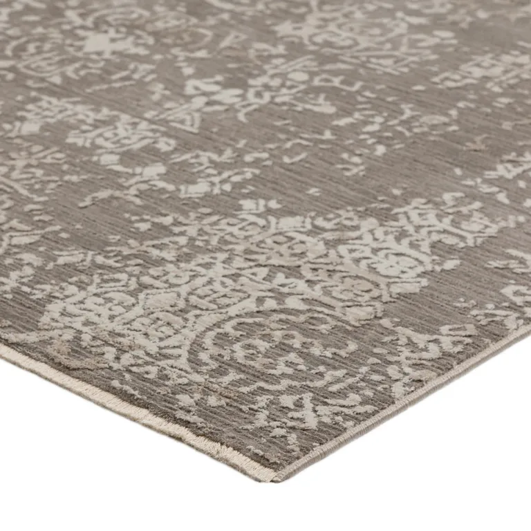 Gray Oriental Area Rug With Fringe Photo 4