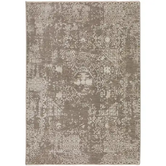 Gray Oriental Area Rug With Fringe Photo 1