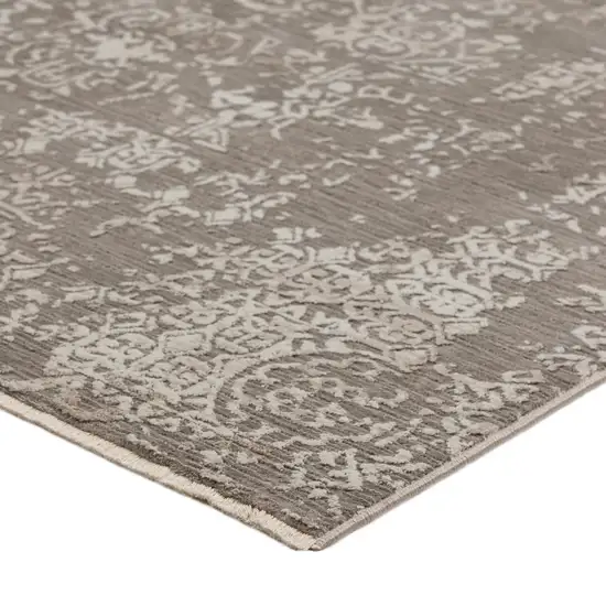 Gray Oriental Area Rug With Fringe Photo 6