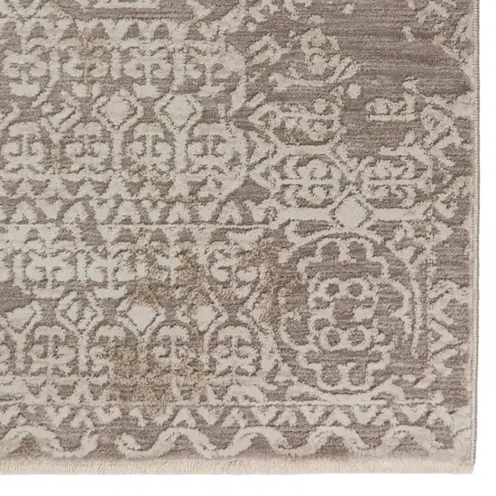 Gray Oriental Area Rug With Fringe Photo 2