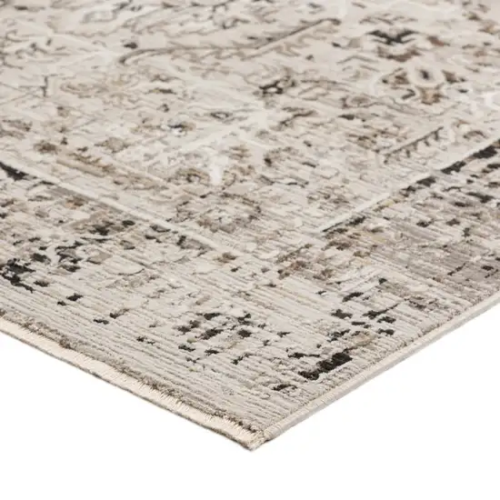 Gray Oriental Area Rug With Fringe Photo 4