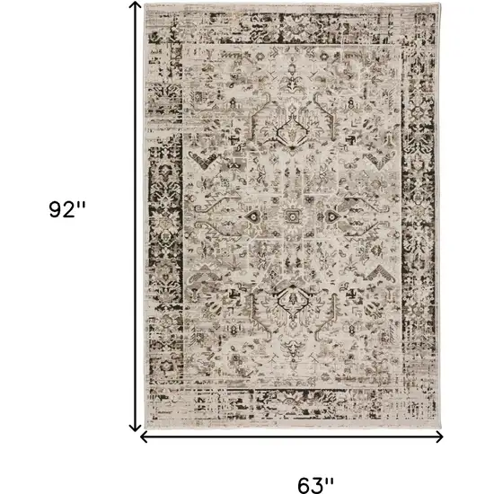 Gray Oriental Area Rug With Fringe Photo 6