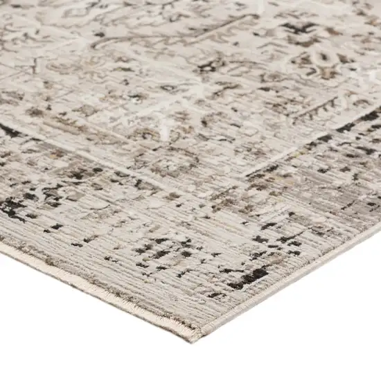 Gray Oriental Area Rug With Fringe Photo 6