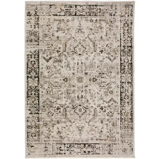 Gray Oriental Area Rug With Fringe Photo 1