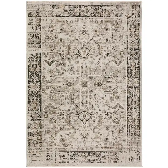 Gray Oriental Area Rug With Fringe Photo 3