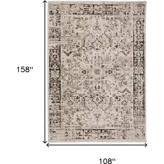 Gray Oriental Area Rug With Fringe Photo 6