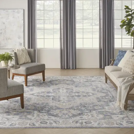 Gray Oriental Power Loom Area Rug Photo 6