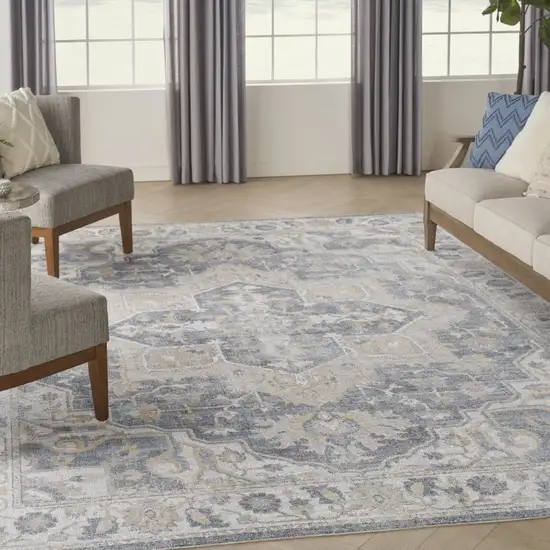 Gray Oriental Power Loom Area Rug Photo 5