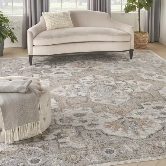 Gray Oriental Power Loom Area Rug Photo 5