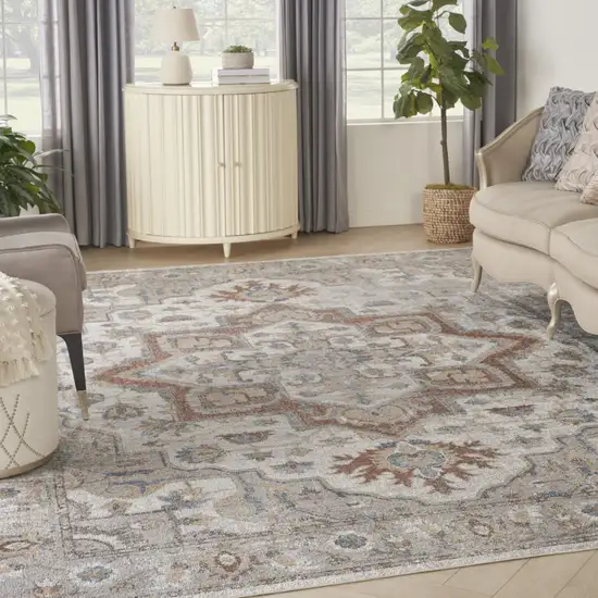 Gray Oriental Power Loom Area Rug Photo 8