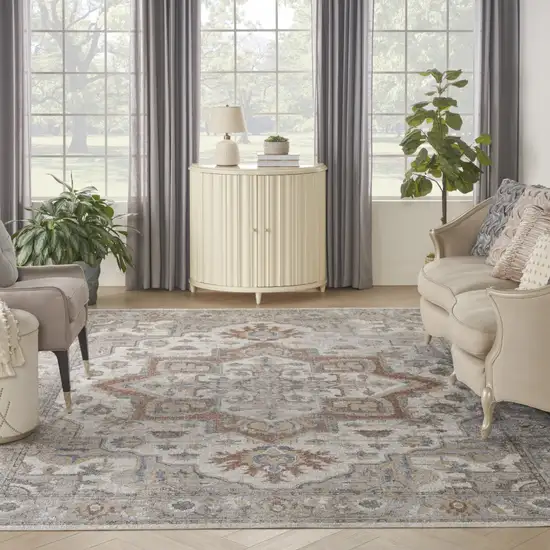 Gray Oriental Power Loom Area Rug Photo 9