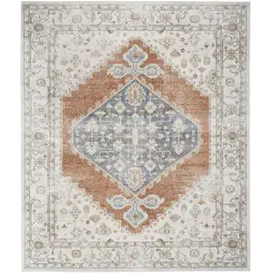 Photo of Gray Oriental Power Loom Distressed Area Rug