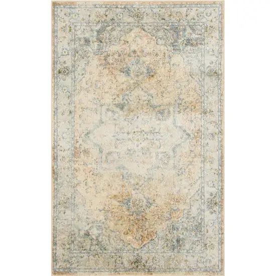 Gray Oriental Power Loom Distressed Area Rug Photo 1