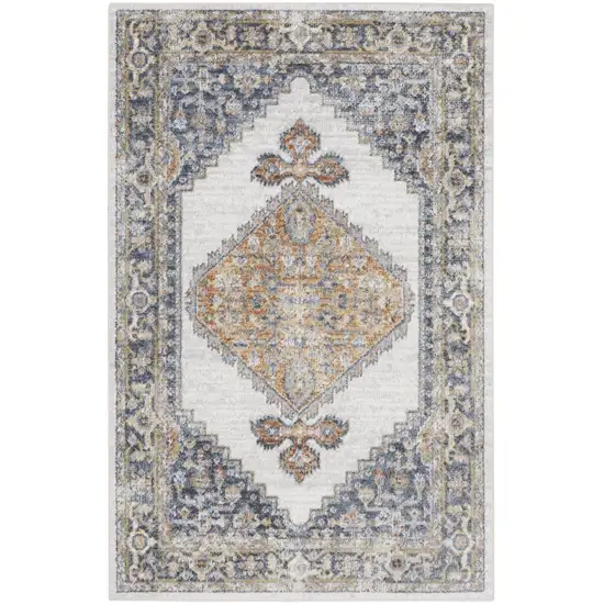 Gray Oriental Power Loom Distressed Washable Area Rug Photo 6