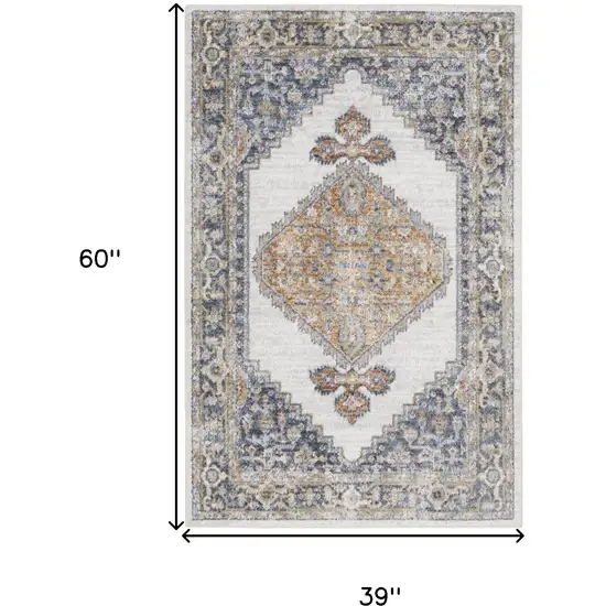 Gray Oriental Power Loom Distressed Washable Area Rug Photo 3