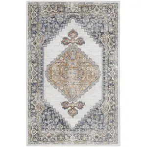 Photo of Gray Oriental Power Loom Distressed Washable Area Rug