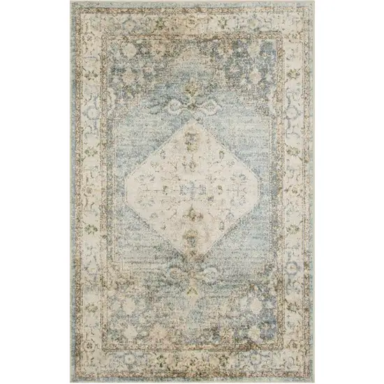 Gray Oriental Power Loom Distressed Washable Area Rug Photo 1