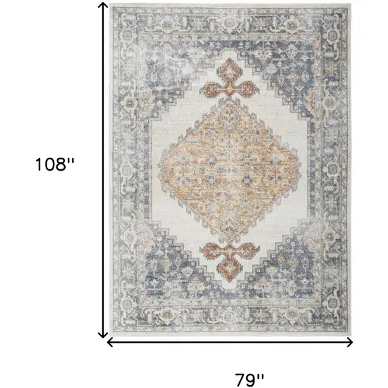 Gray Oriental Power Loom Distressed Washable Area Rug Photo 7