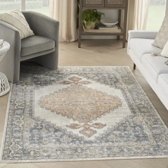 Gray Oriental Power Loom Distressed Washable Area Rug Photo 5