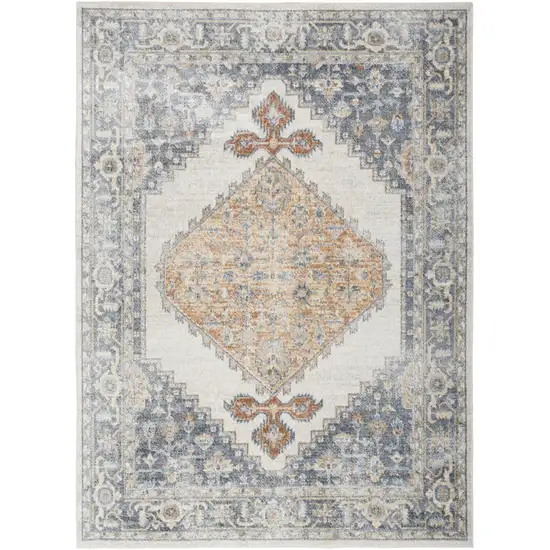 Gray Oriental Power Loom Distressed Washable Area Rug Photo 1