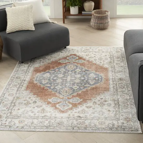 Gray Oriental Power Loom Distressed Washable Area Rug Photo 5