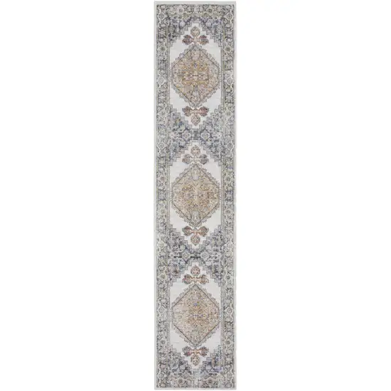 Gray Oriental Power Loom Distressed Washable Runner Rug Photo 1