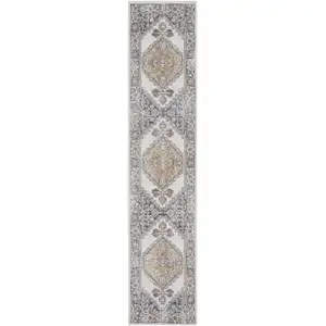 Photo of Gray Oriental Power Loom Distressed Washable Runner Rug