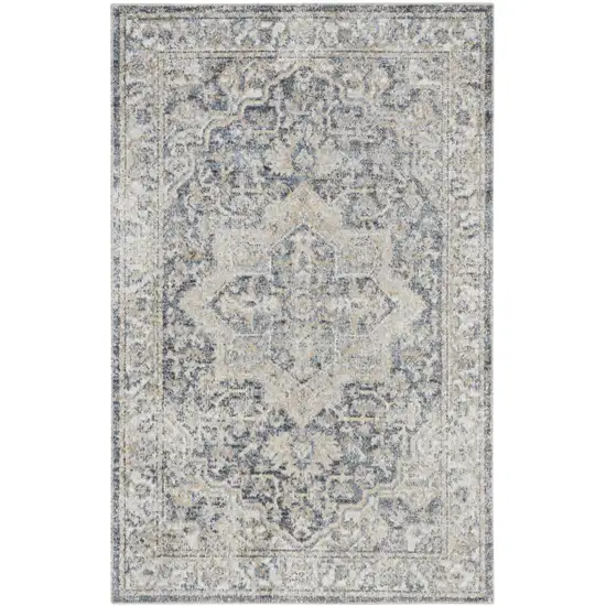 Gray Oriental Power Loom Washable Area Rug Photo 1