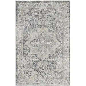 Photo of Gray Oriental Power Loom Washable Area Rug