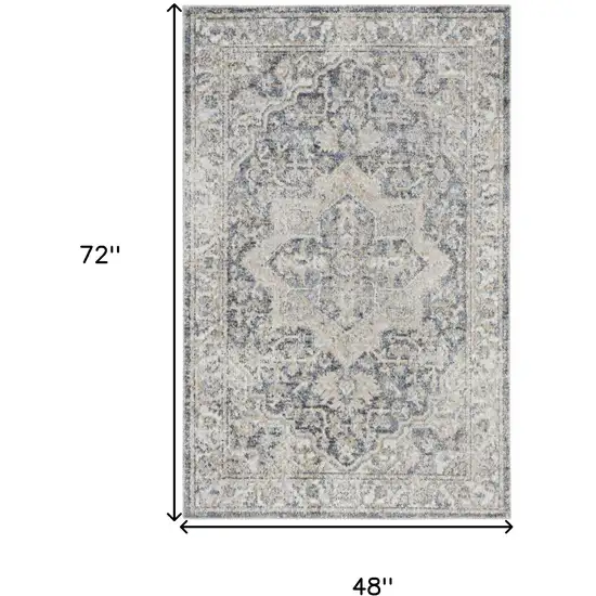 Gray Oriental Power Loom Washable Area Rug Photo 6