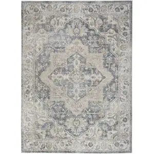 Photo of Gray Oriental Power Loom Washable Area Rug