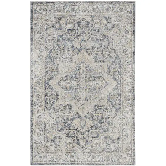 Gray Oriental Power Loom Washable Area Rug Photo 1