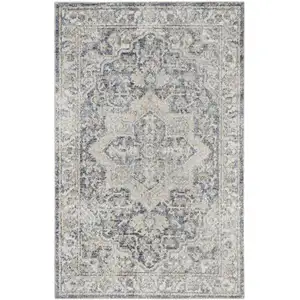 Photo of Gray Oriental Power Loom Washable Area Rug