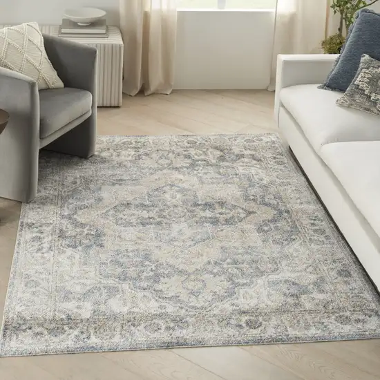 Gray Oriental Power Loom Washable Area Rug Photo 5