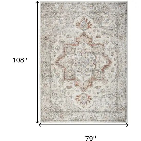 Gray Oriental Power Loom Washable Area Rug Photo 7