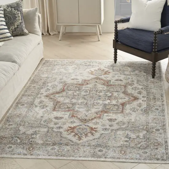 Gray Oriental Power Loom Washable Area Rug Photo 5