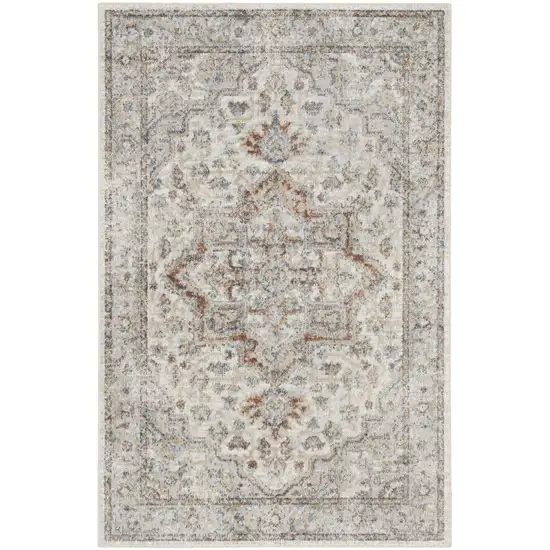 Gray Oriental Power Loom Washable Area Rug Photo 1