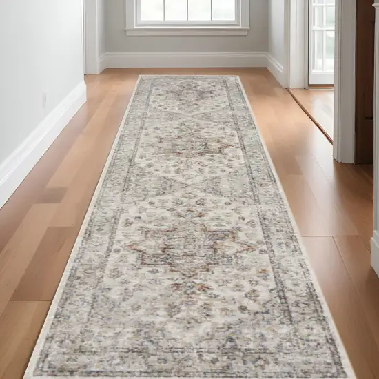 Gray Oriental Power Loom Washable Runner Rug Photo 2