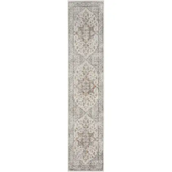 Gray Oriental Power Loom Washable Runner Rug Photo 1