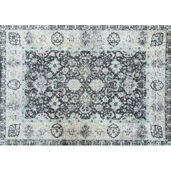 Gray Oriental Washable Area Rug With UV Protection Photo 1