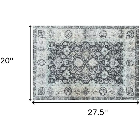 Gray Oriental Washable Area Rug With UV Protection Photo 5