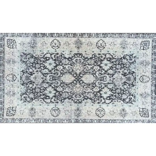 Gray Oriental Washable Area Rug With UV Protection Photo 1